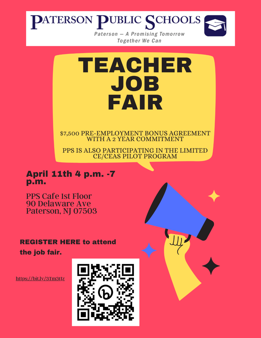 PPS Teachers Job Fair April 11, 2023 Passaic County One Stop Career