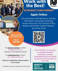 NJT Full-Time Careers Recruitment Flyer Registration QR