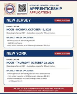 Operating Engineers Local 825 Apprenticeship Applications Open (NJ & NY) – October 2026